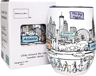 Cities Around the World 12 Oz Tumbler Series - Designed in the USA - Vacuum Insulated Tumbler with Lids - Stainless Steel Wine Coffee Water Travel Mug, for Hot Cold Drink (Atlanta)
