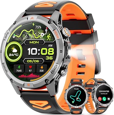 💎 75% MEGA DEAL! Joautrial Smartwatch Uomo Militare, 1,46″ HD Orologio GPS con LED Torcia, Bussola,100+ Modalità Sportive Smart Watch, Monitoraggio della Salute,Impermeabile IP68, Chiamate Bluetooth per Android iOS