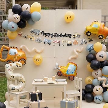 Digger Birthday Decoration 2 Years Pack of 52 Digger Balloons 2nd