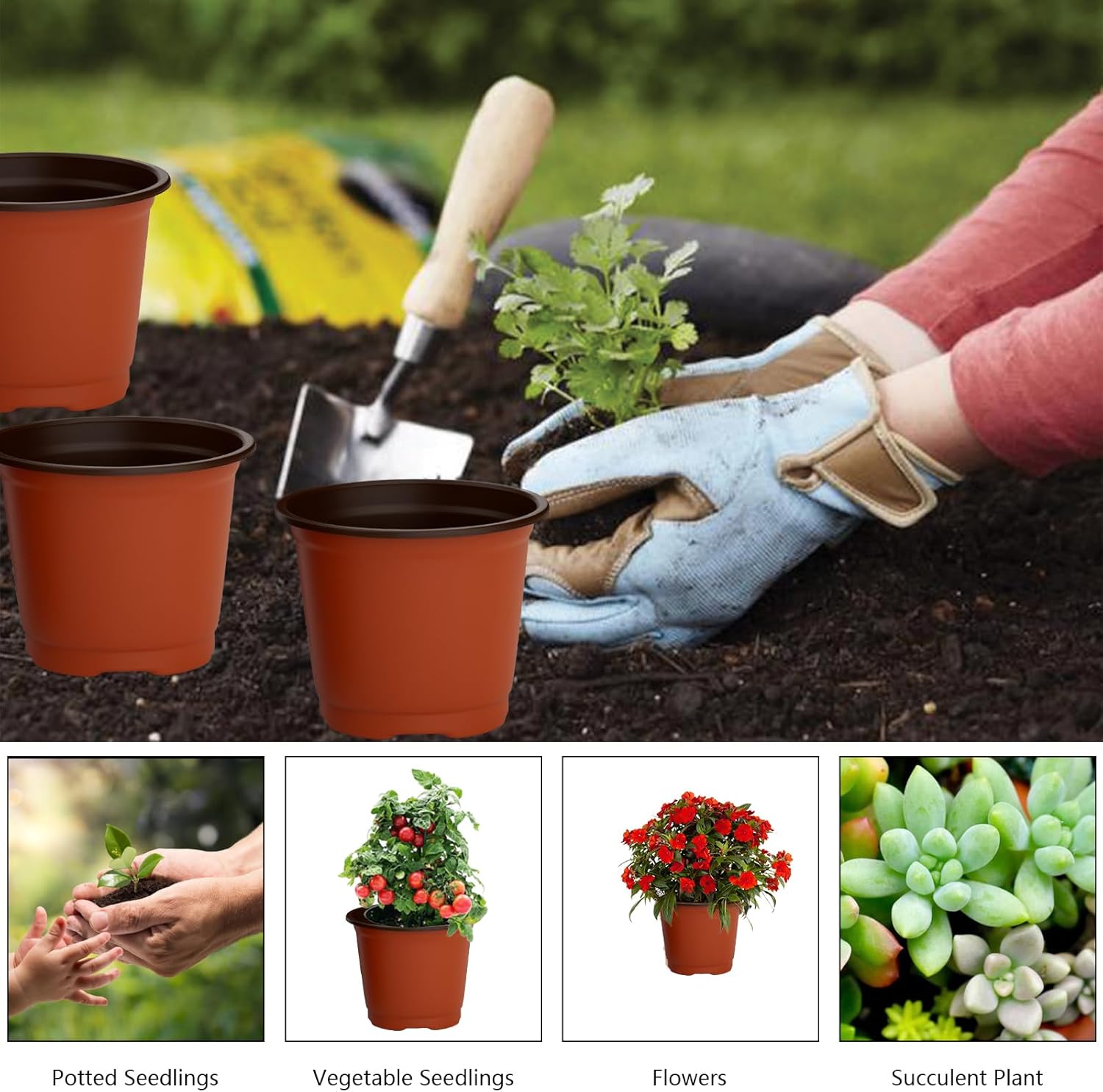 40 PCS Plant Nursery Pots 4 Inch Plant Seedling Pots with Drainage Holes Plastic Plant Flower Pot Small Plastic Seed Starting Pot Starter Containers Office Home Indoor Outdoor - Image 7