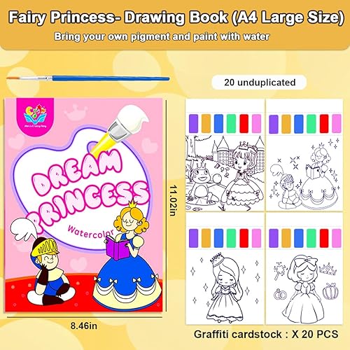 Miniatura 4 de YXOTJHS Juegos de pintura de acuarela para niños, pintura grande con libros de agua, libros de acuarela para colorear para niños de 4 a 8 años,