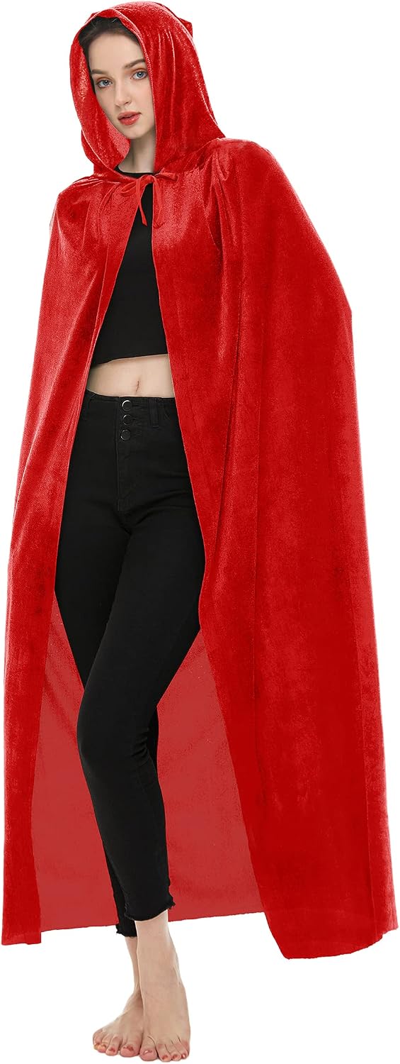 SISKIN Hooded Cloak Unisex Adult Cloak with Hood Halloween Christmas Velvet Hooded Cape Cosplay Costume for Women Men
