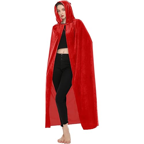 SISKIN Hooded Cloak Unisex Adult Cloak with Hood Halloween Christmas Velvet Hooded Cape Cosplay Costume for Women Men