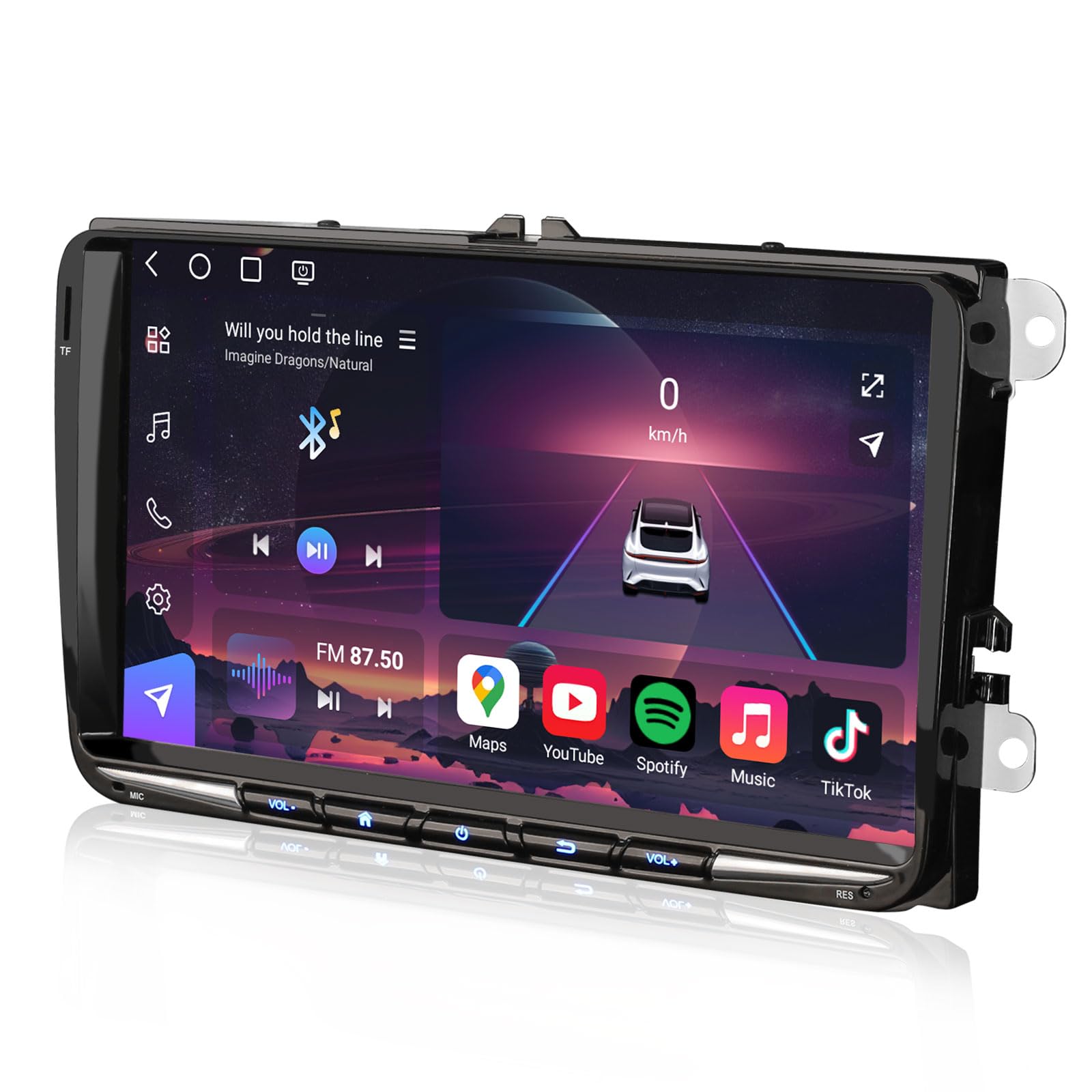 9" Qualcomm 128GB Android 16 Radio Coche Volkswagen Passat Golf 5 Golf 6 T5 | Erisin Radio Bluetooth VW Touran Polo 6R Caddy Jetta Seat Skoda CarPlay Android Auto GPS Navegador DAB+Wifi 4G DSP RDS Canbus