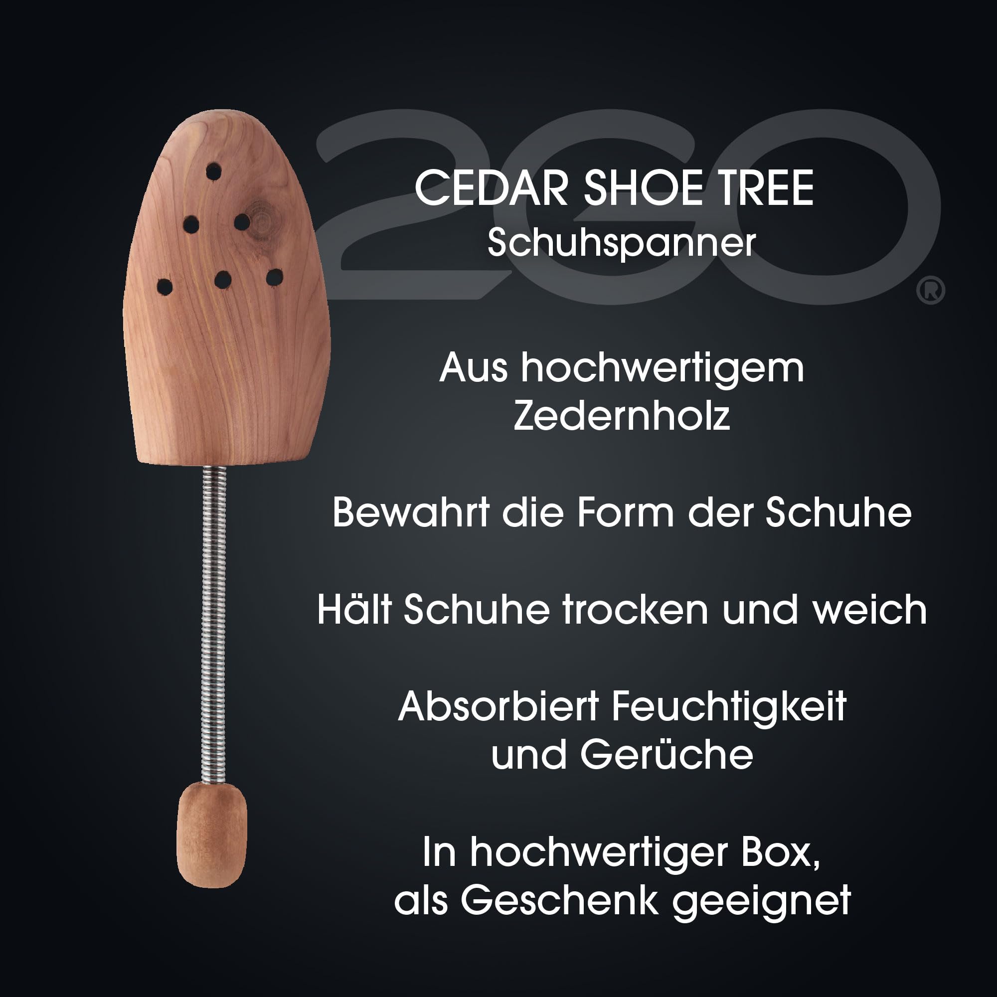 2GO - Horma de madera de cedro para zapatos de cedro para una óptima conservación de la forma y aroma natural