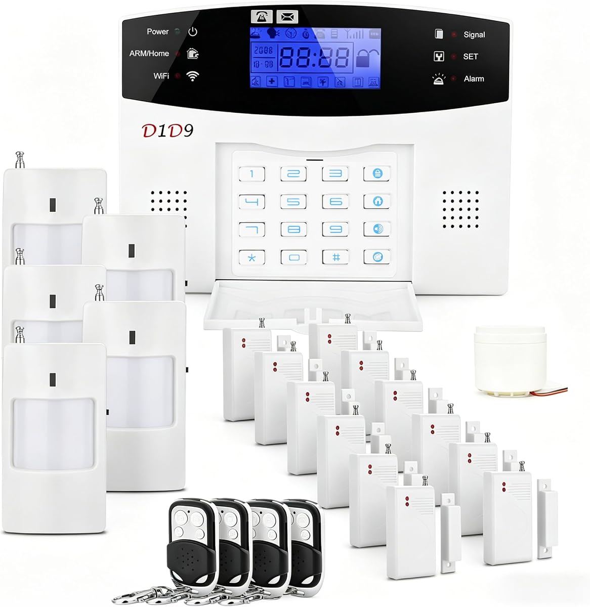 Sistema inalámbrico de alarma antirrobo para el hogar, 24 Uds., 4G WiFi GSM, sin tarifa mensual, seguridad en el hogar con alerta de aplicación