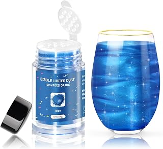 CRPTHE Blue Luster Dust Edible 5g, Edible Glitter for Drinks, Food Grade Glitter Shimmer Sprinkle Powder for Cocktails, Baking, Beverages, Cakes, Strawberries, Cookies, Fondant, Vegan