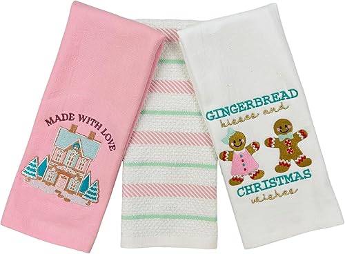 Vista 23 de Serafina Home Vacaciones de Navidad Toallas de Cocina: Dos (2) Let it Snow Tejido Plano y Una (1) Toalla de Cocina a Cuadros de Estilo Campestre
