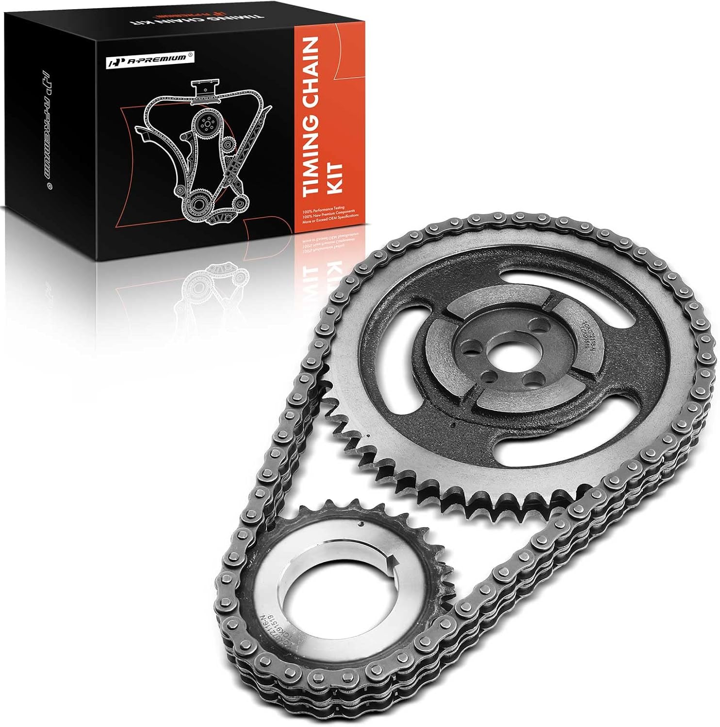 A-Premium Engine Timing Chain Kit W/Sprocket [fits OHV, 8Cyl] Compatible with Chevy & GMC, fits Camaro, Chevelle, Jimmy, Biscayne & C,G,K,R,P, Class C20 G20 P35 K1500 Suburban, Sprint, Nova, B6000