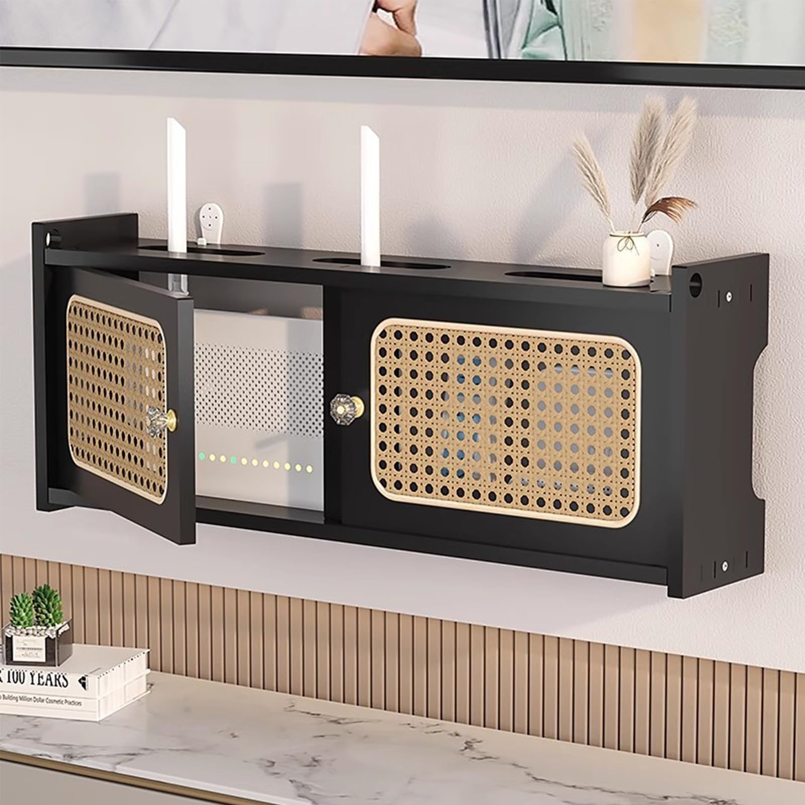 Armoire murale pour routeur WiFi avec housse élégante noire antichoc