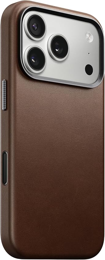 NOMAD Traditional Leather Case Brown Compatible with iPhone 17 Pro Leather Magsafe Charging Compatible Phone Case for iPhone 17 Pro