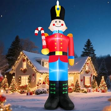 12 FT Tall Nutcracker Inflatable Christmas Decorations Outdoor Candy Cane