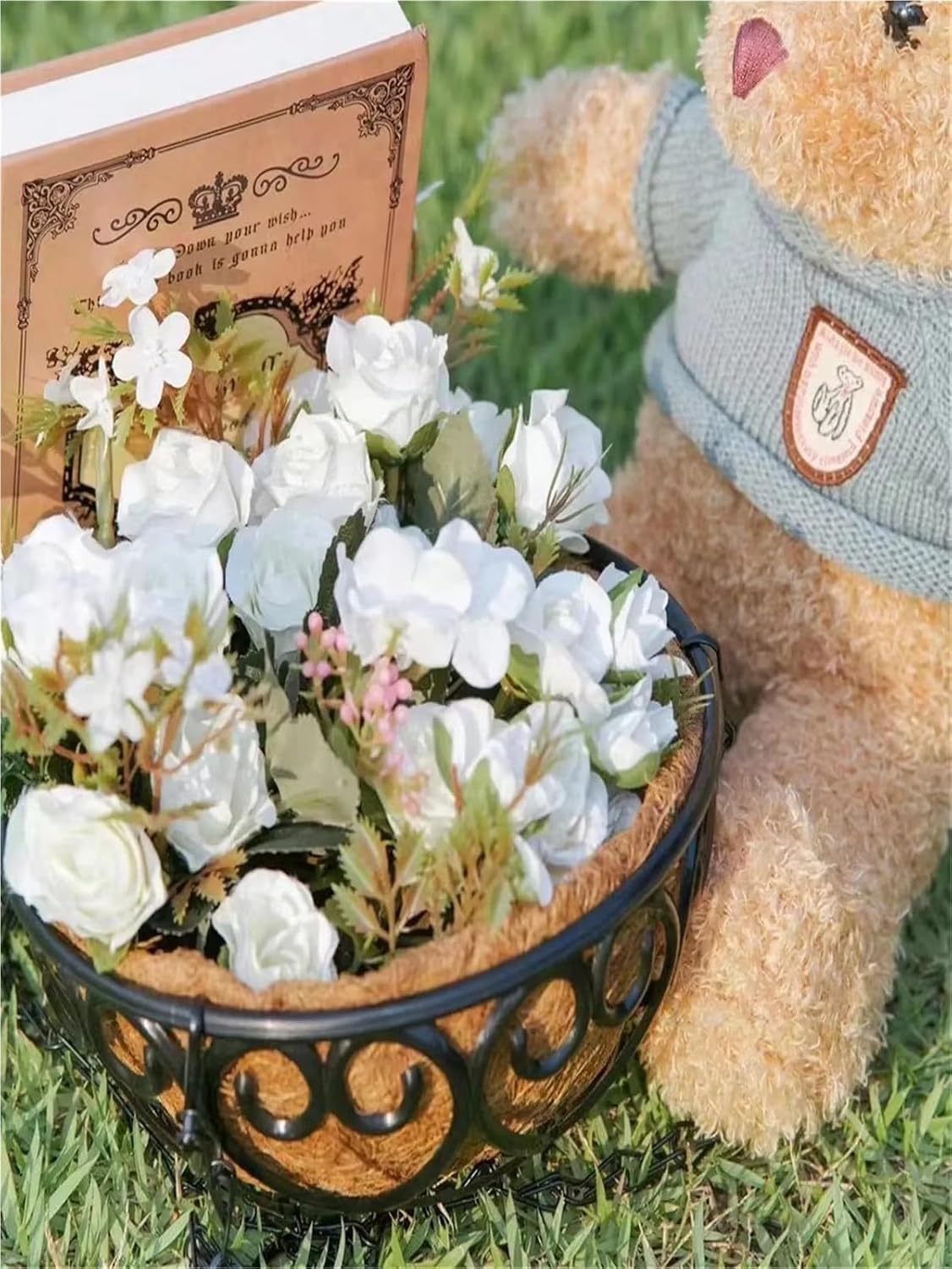 2 Set of Outdoor Barbecue Gardening Flowerpot Chain Double Hook Flower Basket Hanging Home Decora for Planters(12in)
