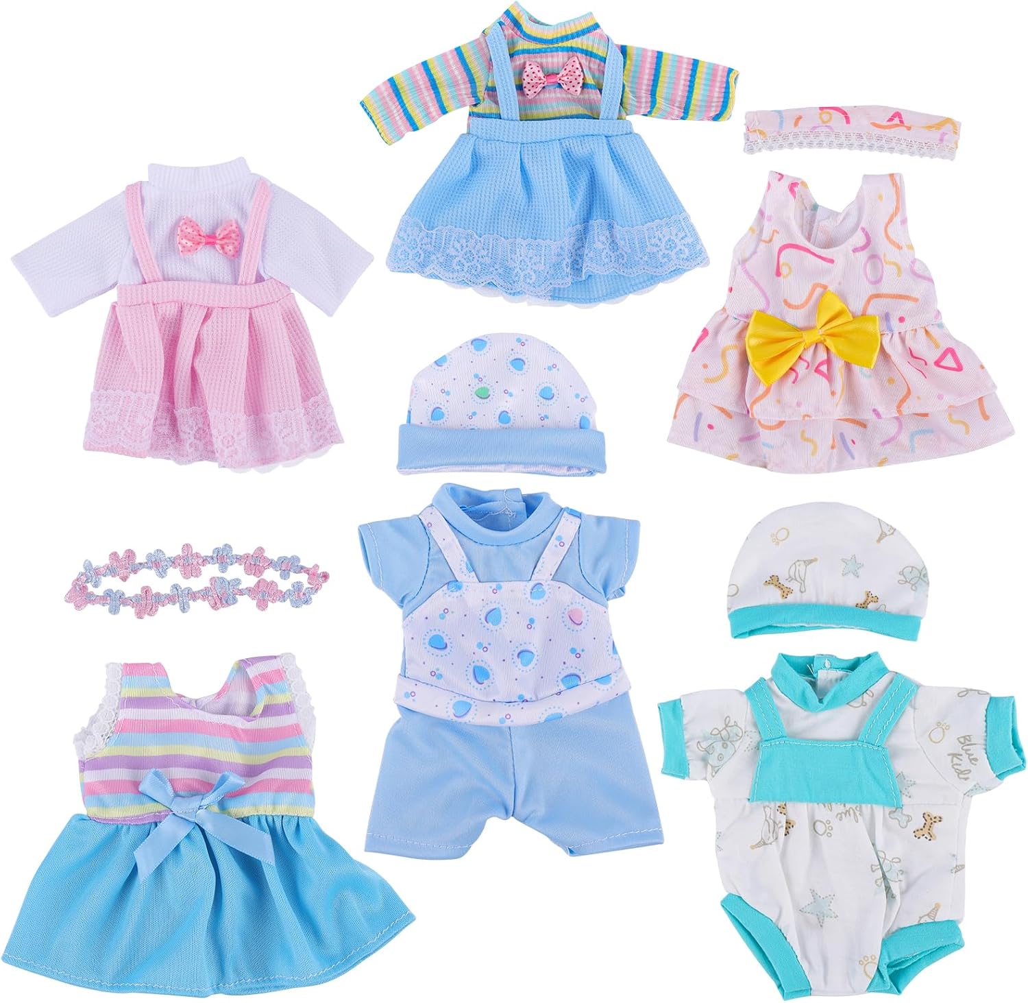 BABESIDE 6 Pcs Alive Baby Doll Clothes Set – Bitty Doll Clothes for 8-10 Inch Dolls & Toys, Cute Pretend Play Doll Outfits,Pretend Play Accessories for Girls Age 3+ (No Dolls)