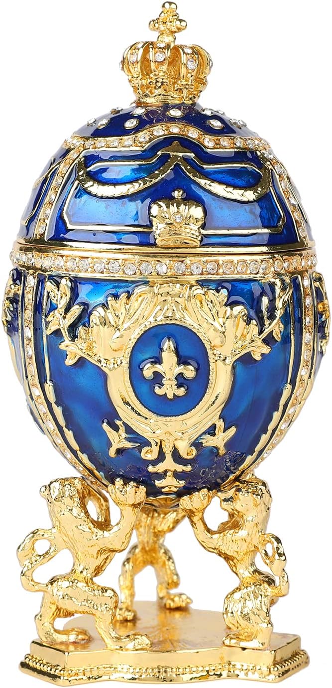 QIFU Hand Painted Elegant Purple Easter Egg Style Decorative Enamel Trinket Box Unique Gift For Family(QF2049)