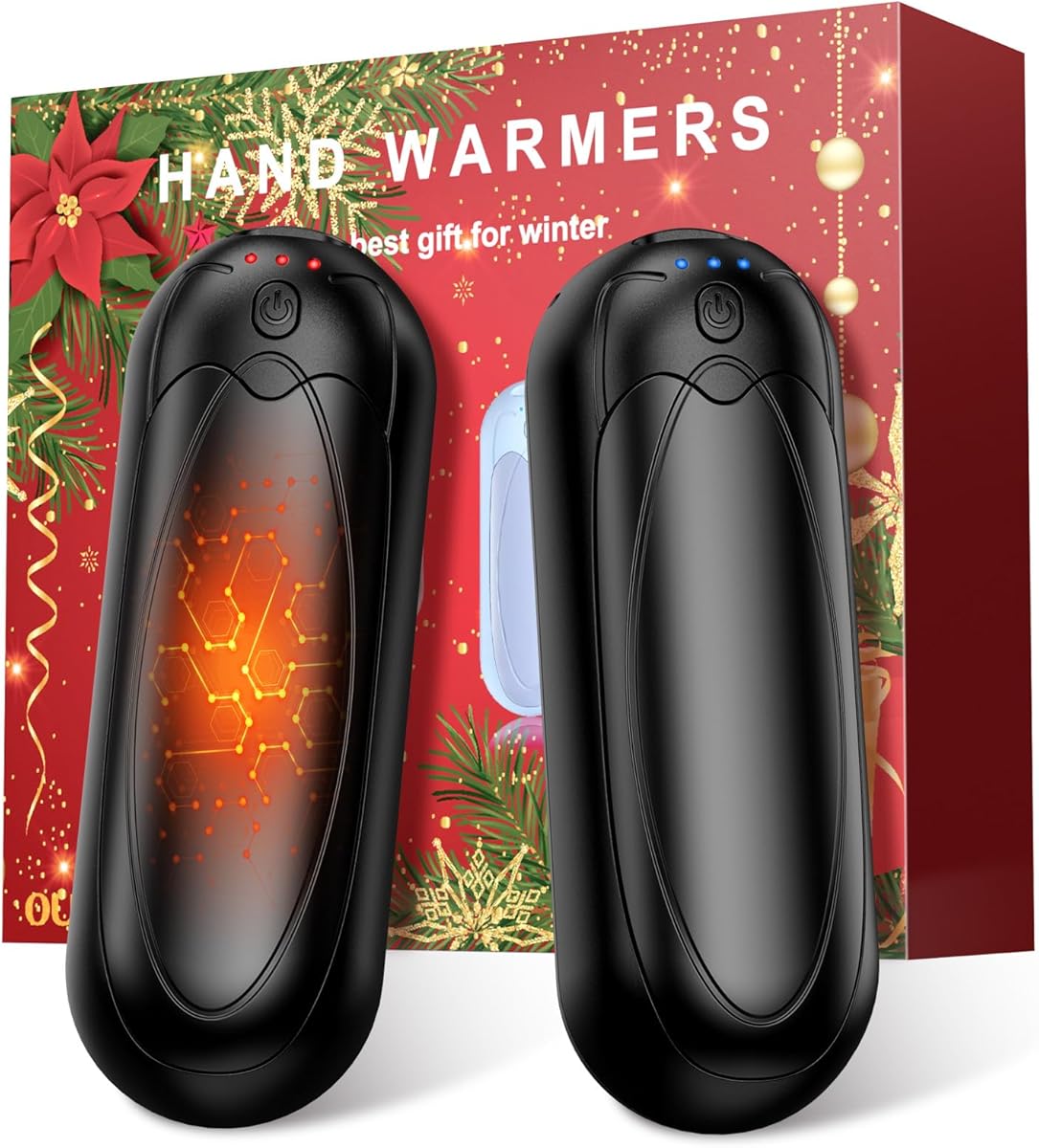 Handwärmer Wiederaufladbar 2er-Set, 7000mAh Elektrische Taschenwärmer mit 3 Heizstufen, Tragbare Magnetische Handwärmer, Wintergeschenk für Damen & Herren