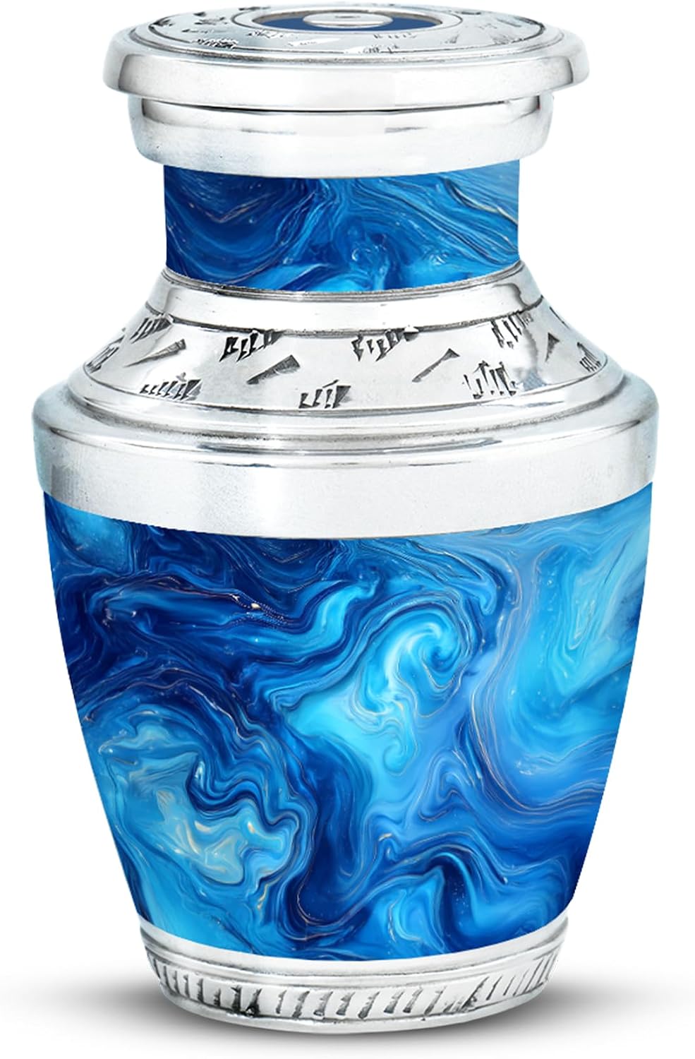 Blue Abstract Keepsakes for Ashes of Loved Ones - Keepsakes for Ashes Women & Men - Travel Keepsake for Burial and Cremation - Funeral Urns for Adult Male and Female 3 Inch