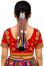 Navratri Multicolour Hair Braids Extension with Rubber Bands | Boho Chic Rainbow Hair Accessories for Girls & Women | Festival, Party & Everyday Styling Hair Extension (1 Pair)