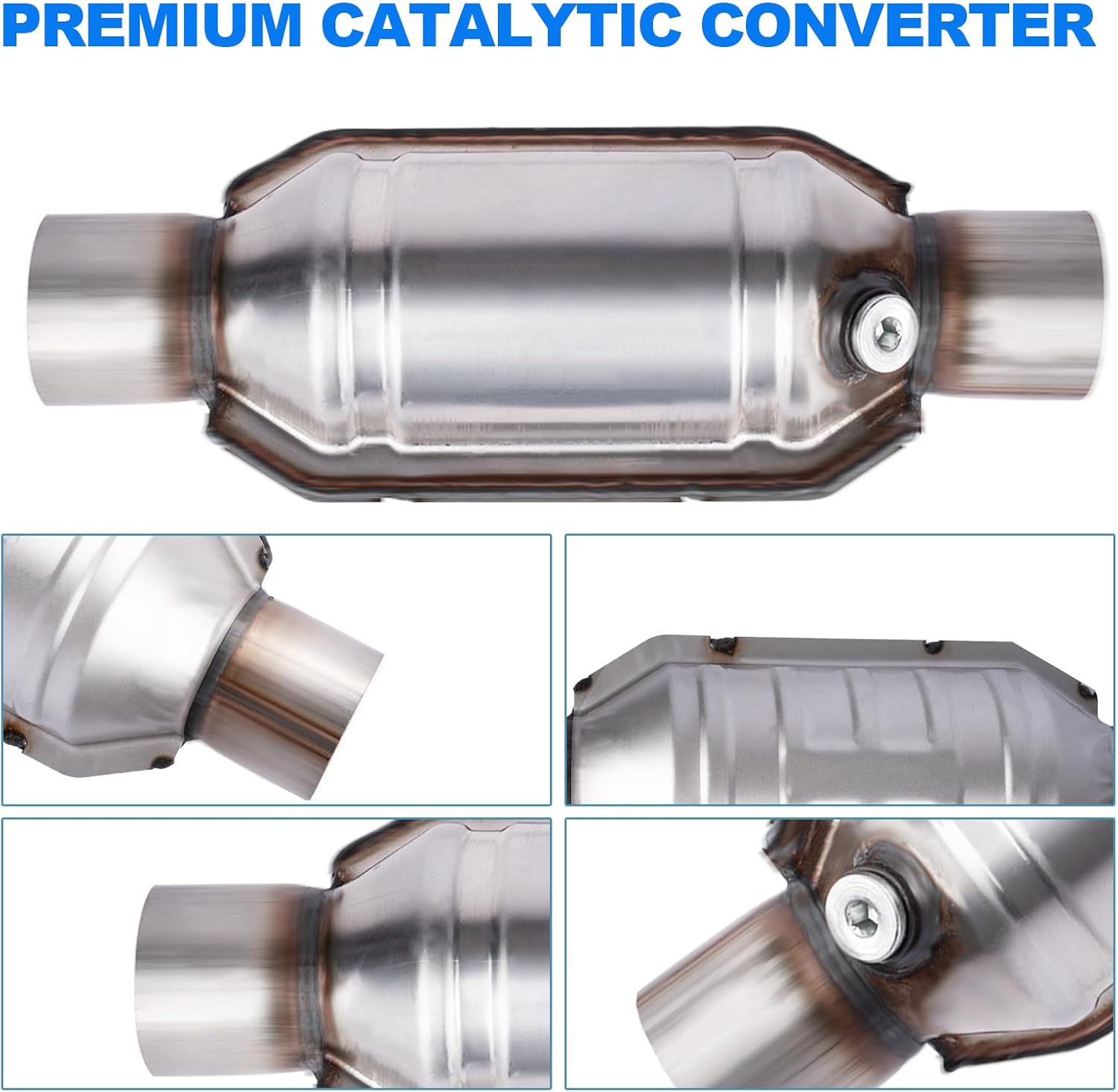 2.5" Universal Catalytic Converter, 2.5 Inch Inlet/Outle Cat Converter with O2 Port and Heat Shield (EPA Compliant)