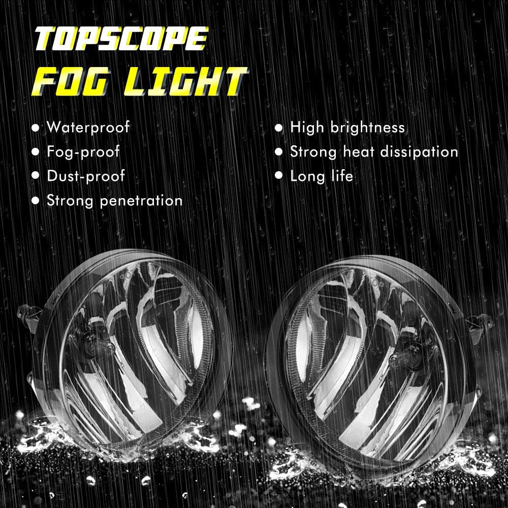 Fog Lights Replacemnt for 2007-2013 GMC Sierra 1500 2007-2014 GMC Sierra 2500 3500HD Fog Lamps with Smoke Lens H8 12V 35W Halogen Bulbs Universal Switch and Wiring Kit 25831948, GM2593161