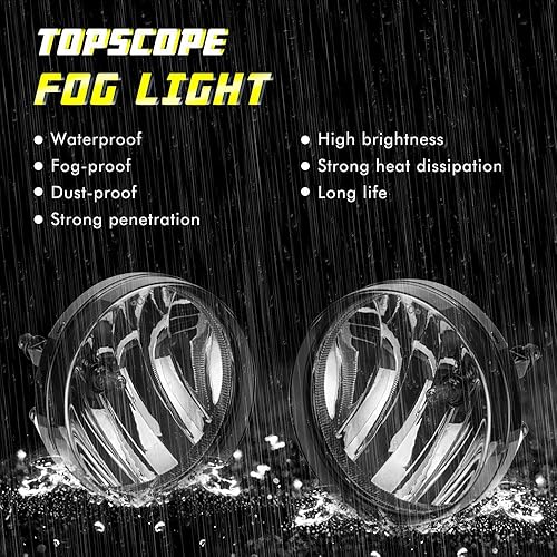 Miniatura 2 de TOPSCOPE Luces antiniebla de repuesto para 2007-2013 GMC Sierra 1500 2007-2014 GMC Sierra 2500 3500HD Lámparas antiniebla con lente ahumada H8 12V