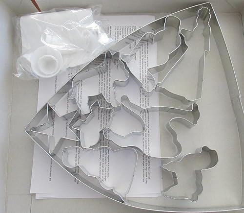 Miniatura 3 de Fox Run 4536 set de cortantes para galletas y set para glaseado de 21 unidades con diseño de la escena del nacimiento de Jesús