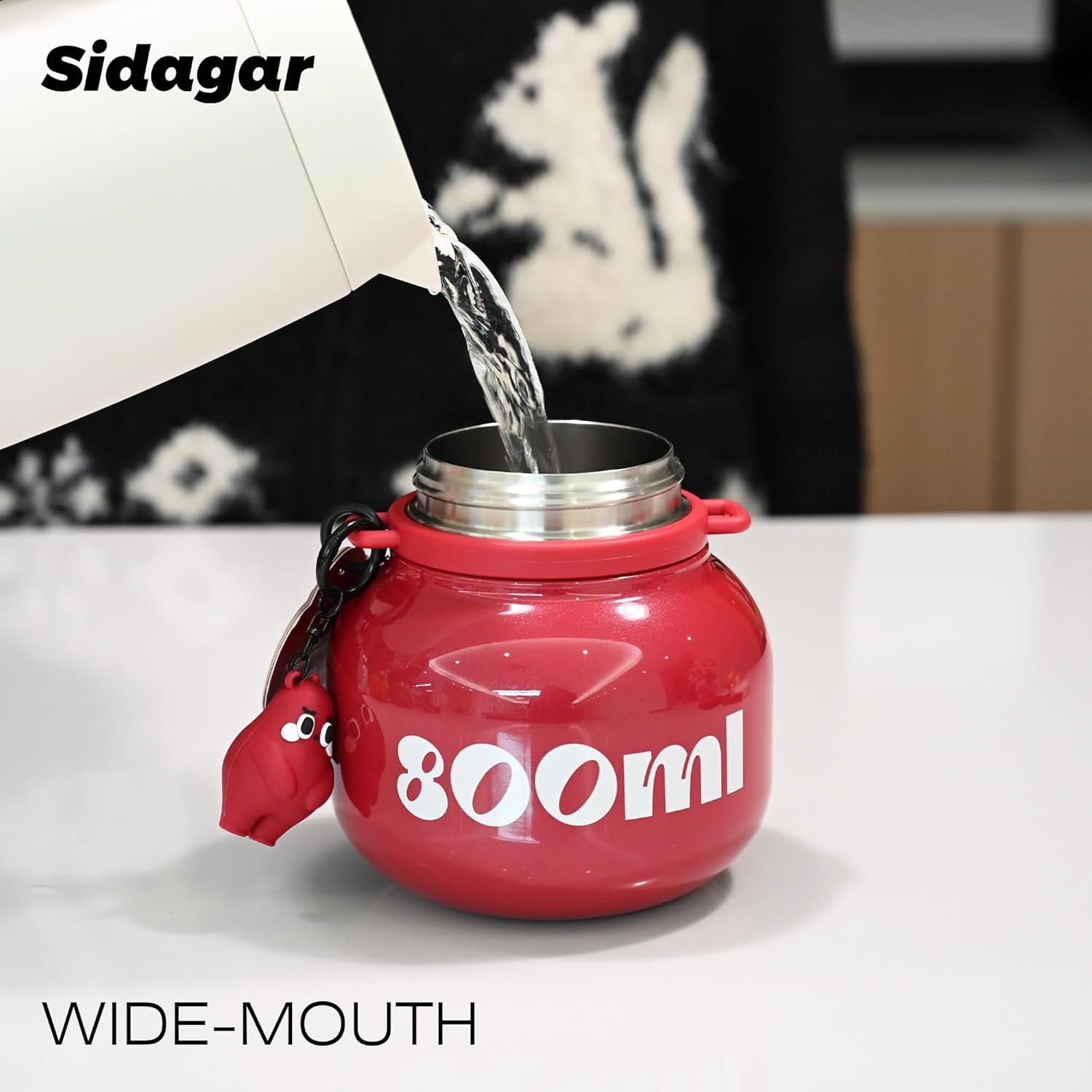 27 oz Water Bottle with Straw and Carry Handle, Red Wide Mouth Vacuum Insulated Stainless Steel Bottles Easy Carry Tumbler for Women - Image 7