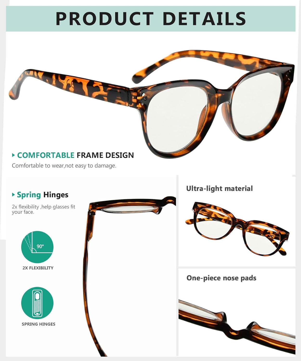 Eyekepper Blue Light Filter Multifocus Progressive Computer Readers Women - Oversize Noline Trifocal Reading Glasses