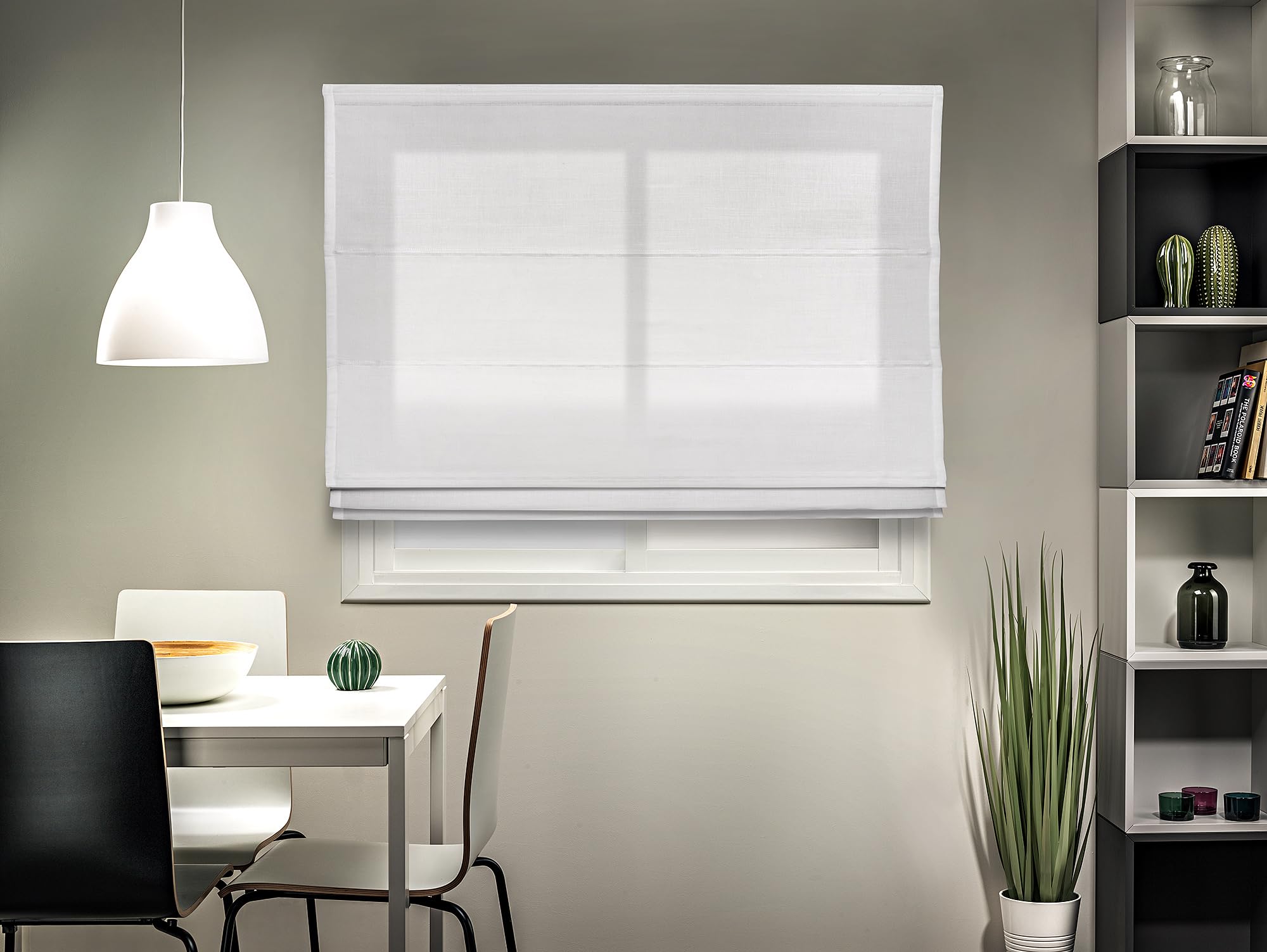 Estor Plegable con Varillas Lino opción Easyfix sin Necesidad Taladro Crudo 100 x 180 cm