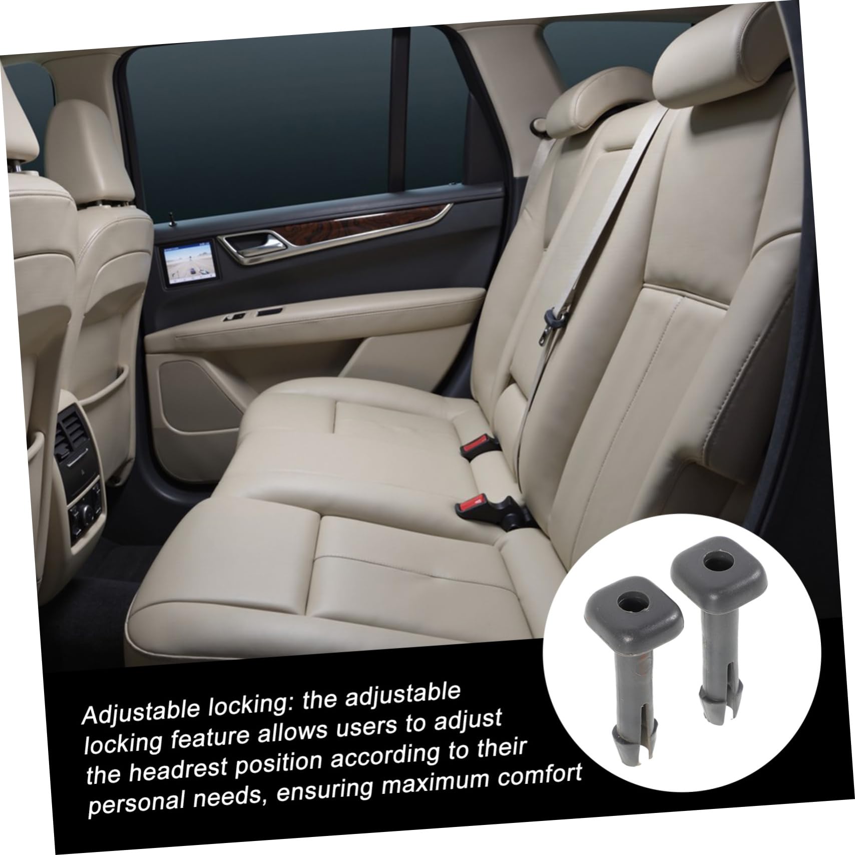 Guide Bloccaggio Poggiatesta Auto in Plastica Regolabile Set da per Sedili Anteriori Camion e Veicoli Compatibili