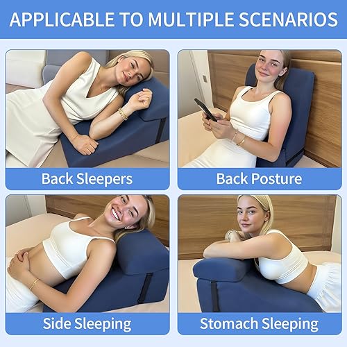 Miniatura 2 de Almohada de lectura para cama para adulto, almohada de cuña de espuma viscoelástica con soporte lumbar ajustable, cojín de respaldo para sentarse en