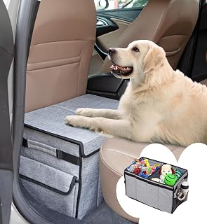 Back Seat Extender for Dogs up to 120LBS, Car Seat with Pocket, Portable Dog Back Seat Extender for Road Trip, Car Organizer Gap Filler Keep Dog from Falling into The Foot Space