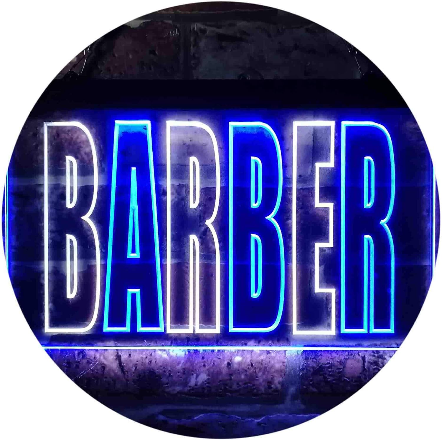 ADVPRO Barber Shop Illuminated Dual Color LED Neon Sign White & Blue 16" x 12" st6s43-i0152-wb