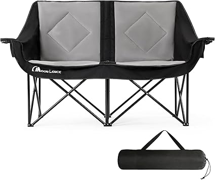 MOON LENCE Oversized Double Camping Chair, Portable Folding Loveseat for 2 Adults with Carry Bag, Heavy Duty 660LBS Capacity