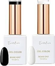 Black & White UV Gel Nail Polish Kit – Long-Lasting Soak-Off Gel Colors | High-Shine, Chip-Resistant Formula | Safe & Beginner-Friendly Manicure Set for Women & Girls (Pack of 2)