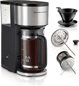 Hamilton Beach Home Barista 7-in-1 Coffee Maker, Single Serve & 6 Cup Drip Coffee Maker, French Press, Pour Over, Cold Brew, Iced Coffee, Easy-Fill Reservoir, Black (46251)