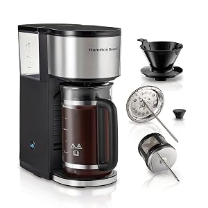 Hamilton Beach Home Barista 7-in-1 Small Coffee Maker with Seven Ways to Brew 6 Cup Carafe Drip Single