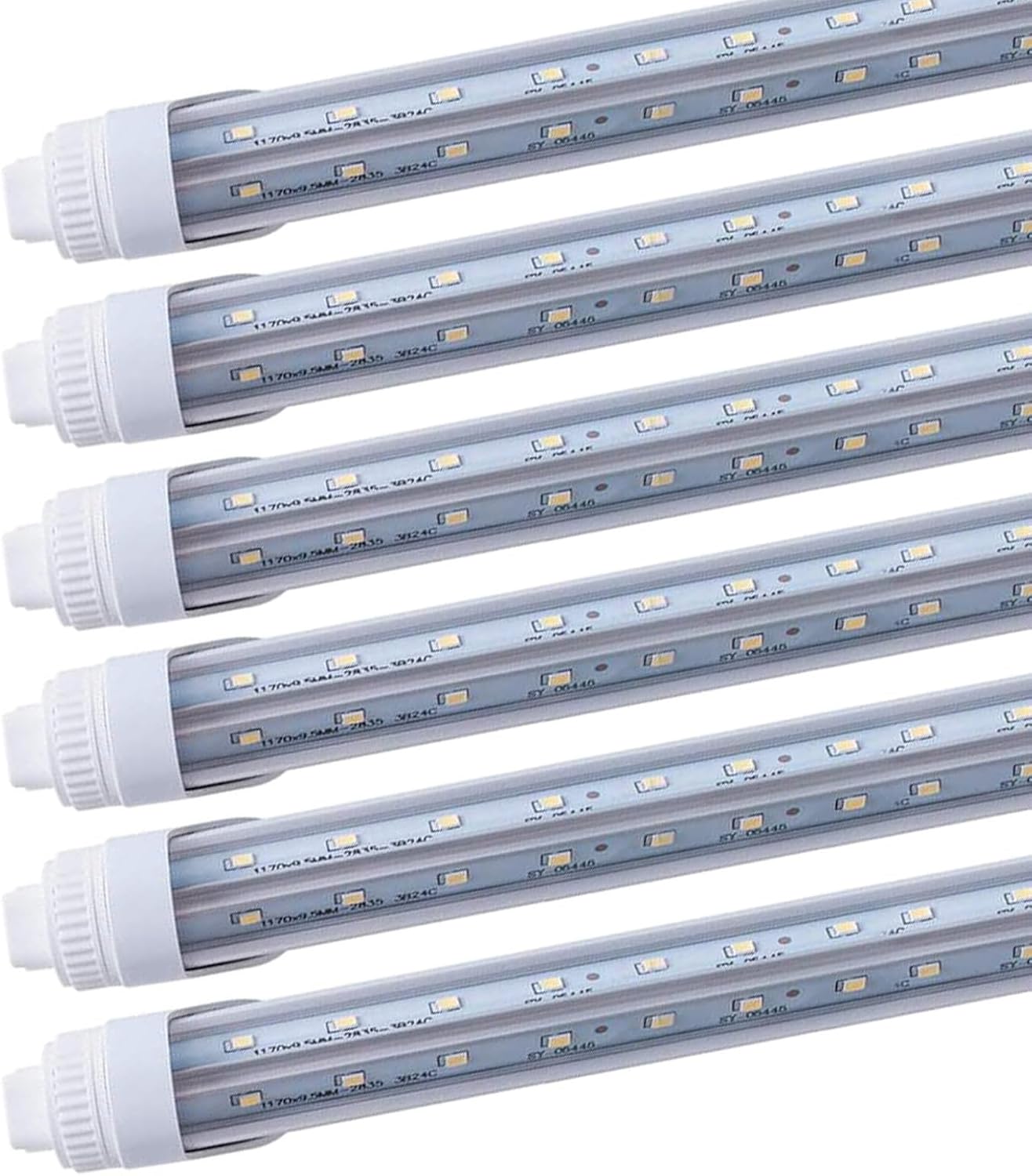 T8 6FT 40W V-Shaped LED Tube Light R17D Base 6500K Cool White Indoor Bulb for Warehouse,Garage,Shop,ETL Listed,6 Foot Bulb Light Replace Fluorescent Light,6 Pack (6ft 40w, 6 Pack)
