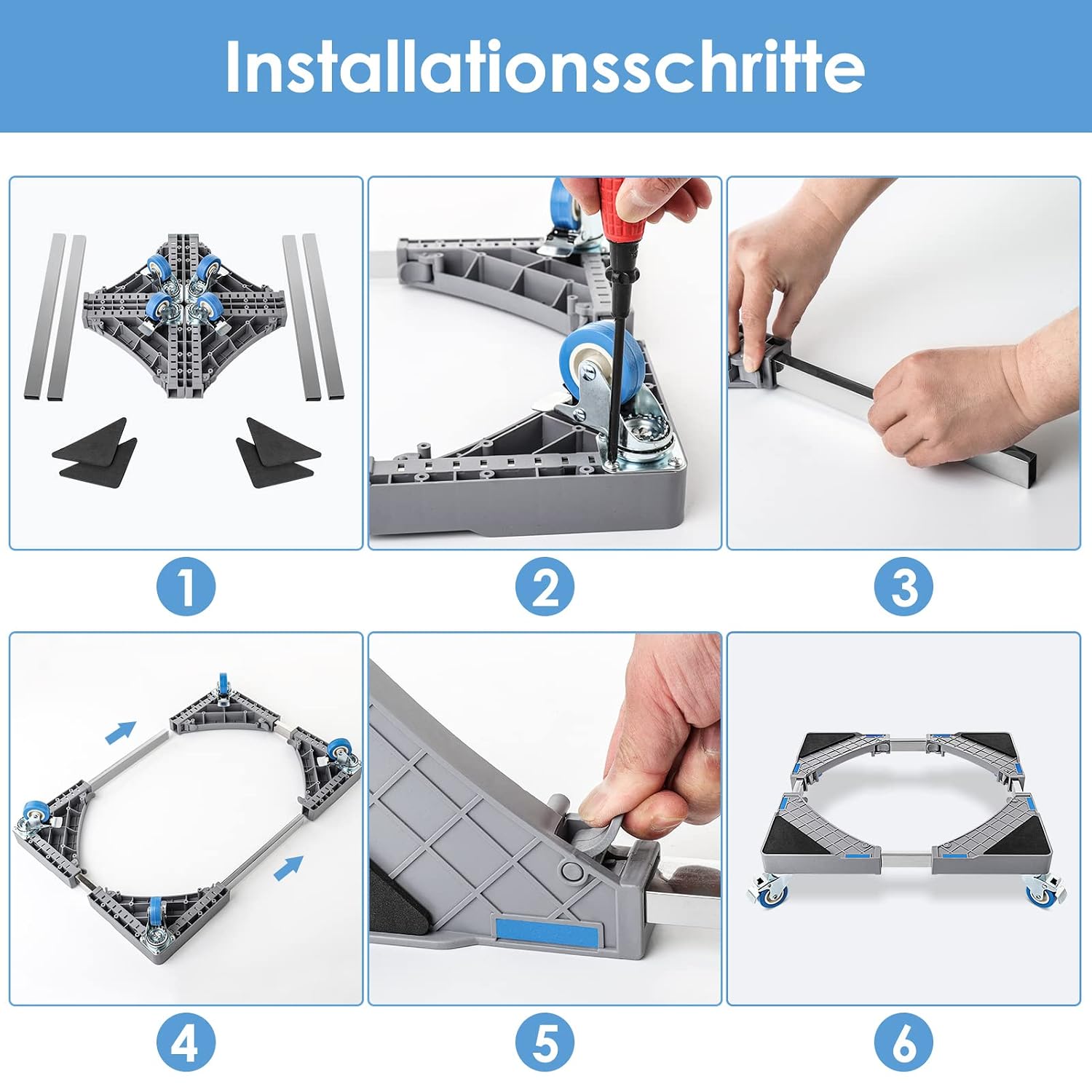 Trintion Washing Machine Stand Multi-functional Appliance Roller Base Adjustable Movable Washing Machine Wheels for Washing Machine Dryer Freezer Refrigerator - Image 6