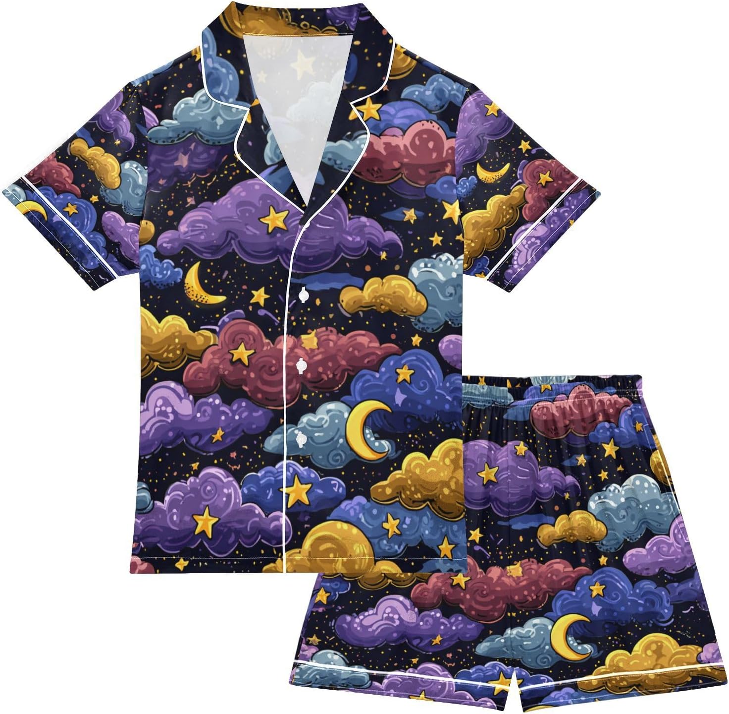 Silk Pajamas Sets Soft Satin 2 Piece Pjs Set Short Sleeve Sleepwear Nightwear