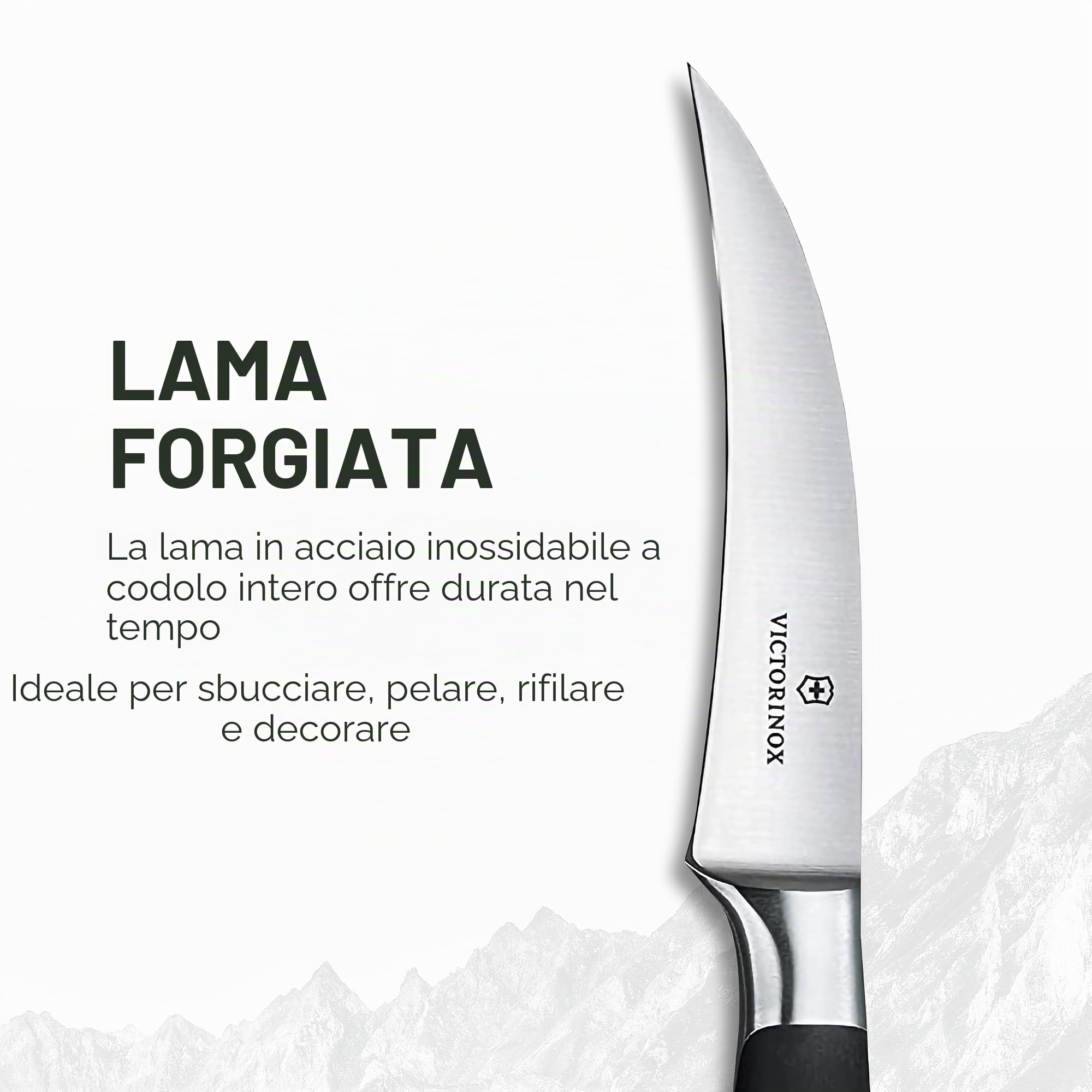 Victorinox Grand Maître Spelucchino Professionale per Carne, 8 cm, Nero | Coltello da chef per lavori di precisione, lama in acciaio inossidabile extra affilata e manico ergonomico in POM