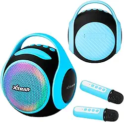 Caixa de Som Bluetooth Microfone Karaokê 20w Portátil Usb Aux (Azul)