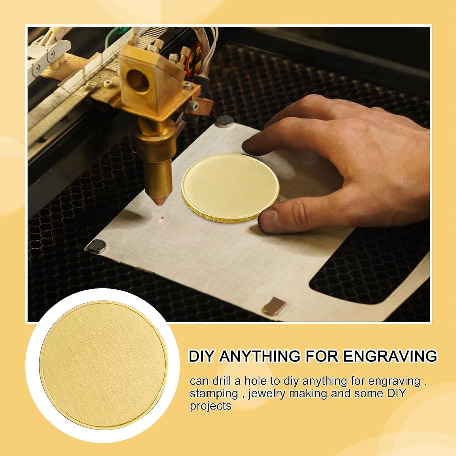 10Pcs Laser Engraving Blanks Brass Coin Custom Challenge Coin Blanks Metal Engraving Blank Coins 40mm for DIY Commemorative Collection（Thickness 2.6mm）