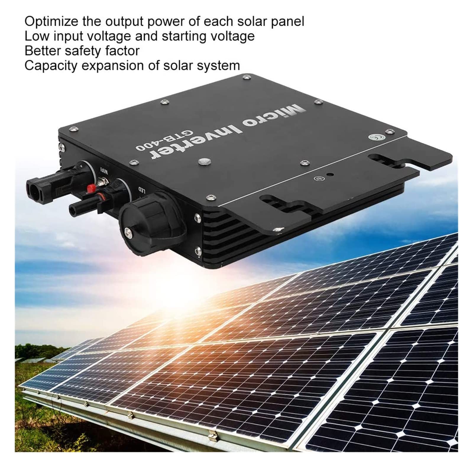 Falowniki sieciowe Micro 400W Power Inverter, Micro Inverter, Bezpieczna wysoka sprawność Wysoki współczynnik konwersji Przemysł zewnętrzny do użytku domowego w słoneczne dni (AV210-230) Mały system z