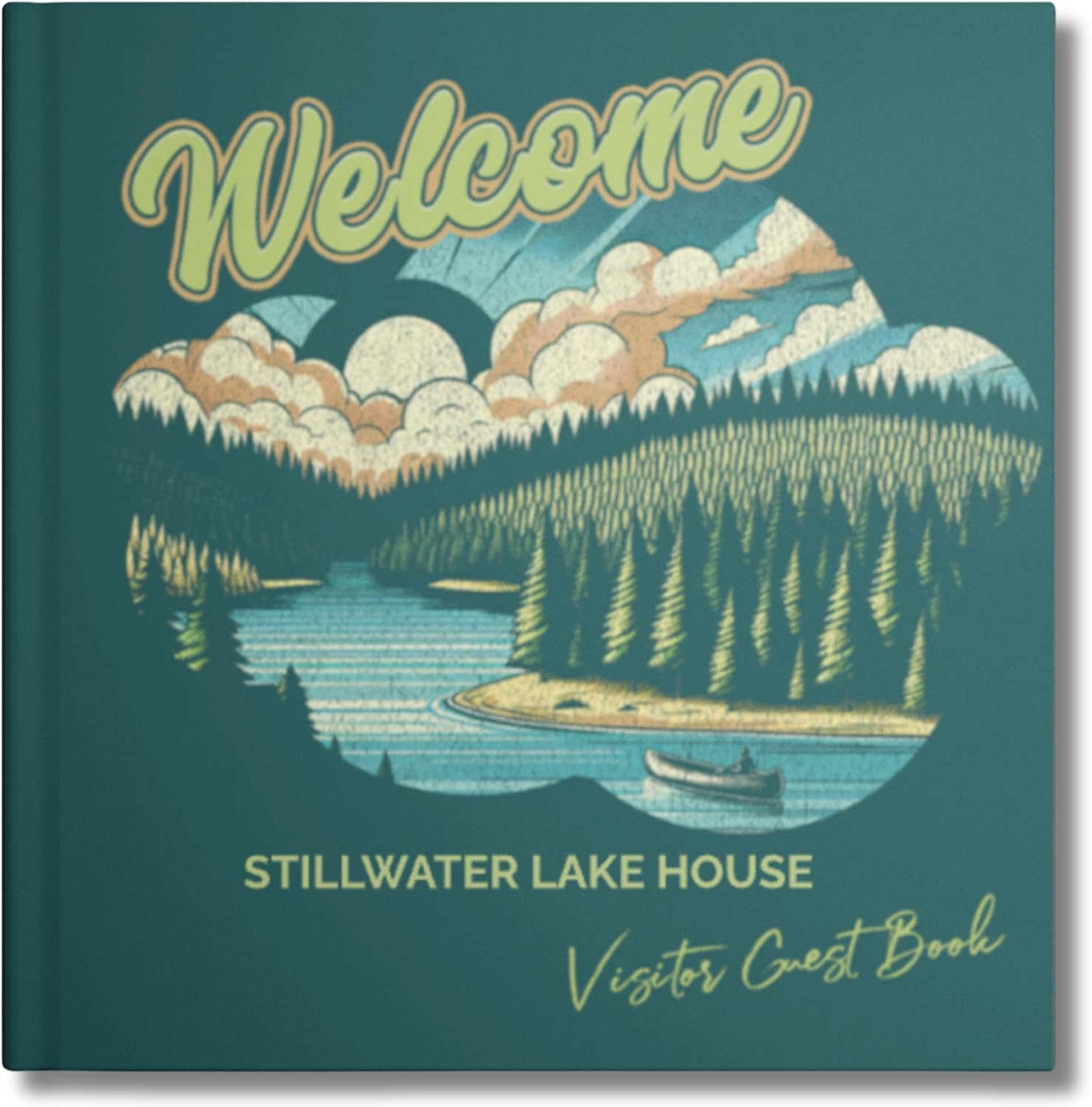 Personalized Lake House Guest Book – Guest Sign In Book, Holiday Cottage, Airbnb, Vacation Rental, Cabin Guestbook (100 guests)