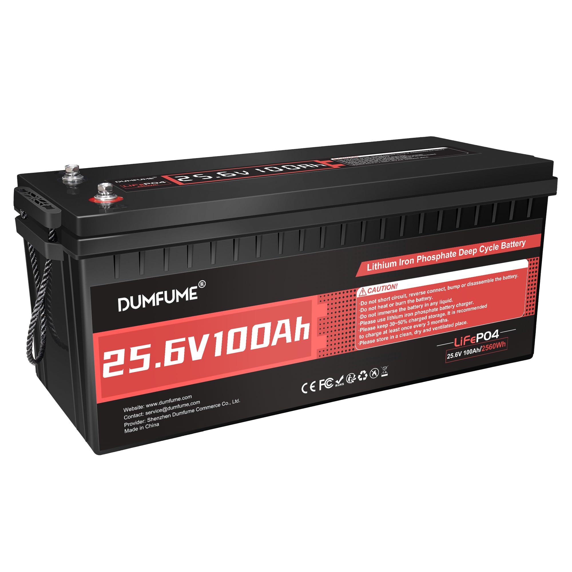 24V 100Ah LiFePO4 Lithium Battery, Built-in 100A BMS, 2560W Power Output, Up to 15000 Cycles, Ideal for RV, and Solar Off-Grid Systems