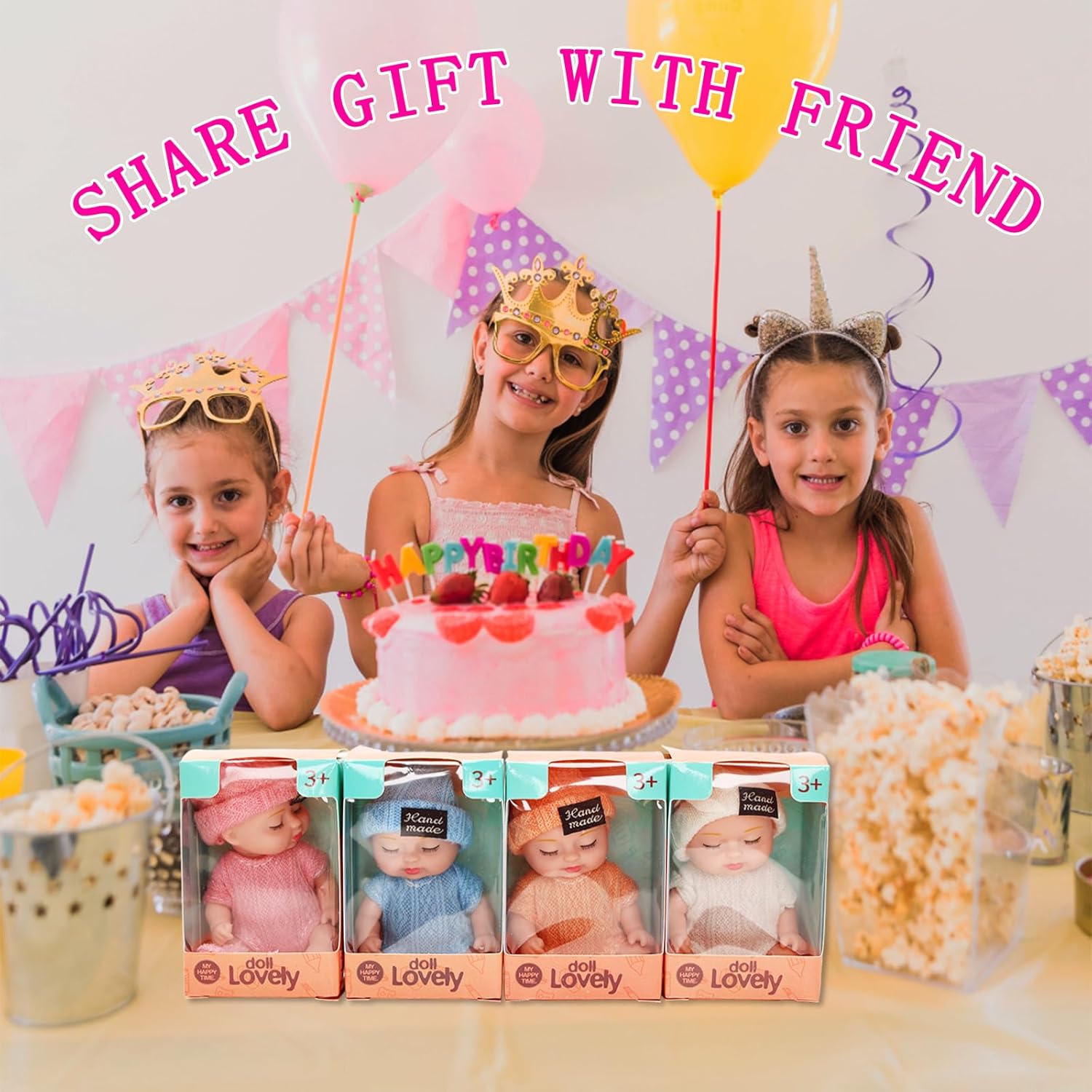 4 Inch Mini Baby Dolls Lifelike Realistic Baby Dolls with Handmade Washable Clothes Cute Tiny Babies Gifts for Toddlers Girls Kids 3 and up Birthday Graduation Baby Shower (Homey Style)-4 PCS
