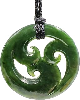 Nephrite Jade Stylized Maori Closed Triple Koru Spiral Harmony Necklace