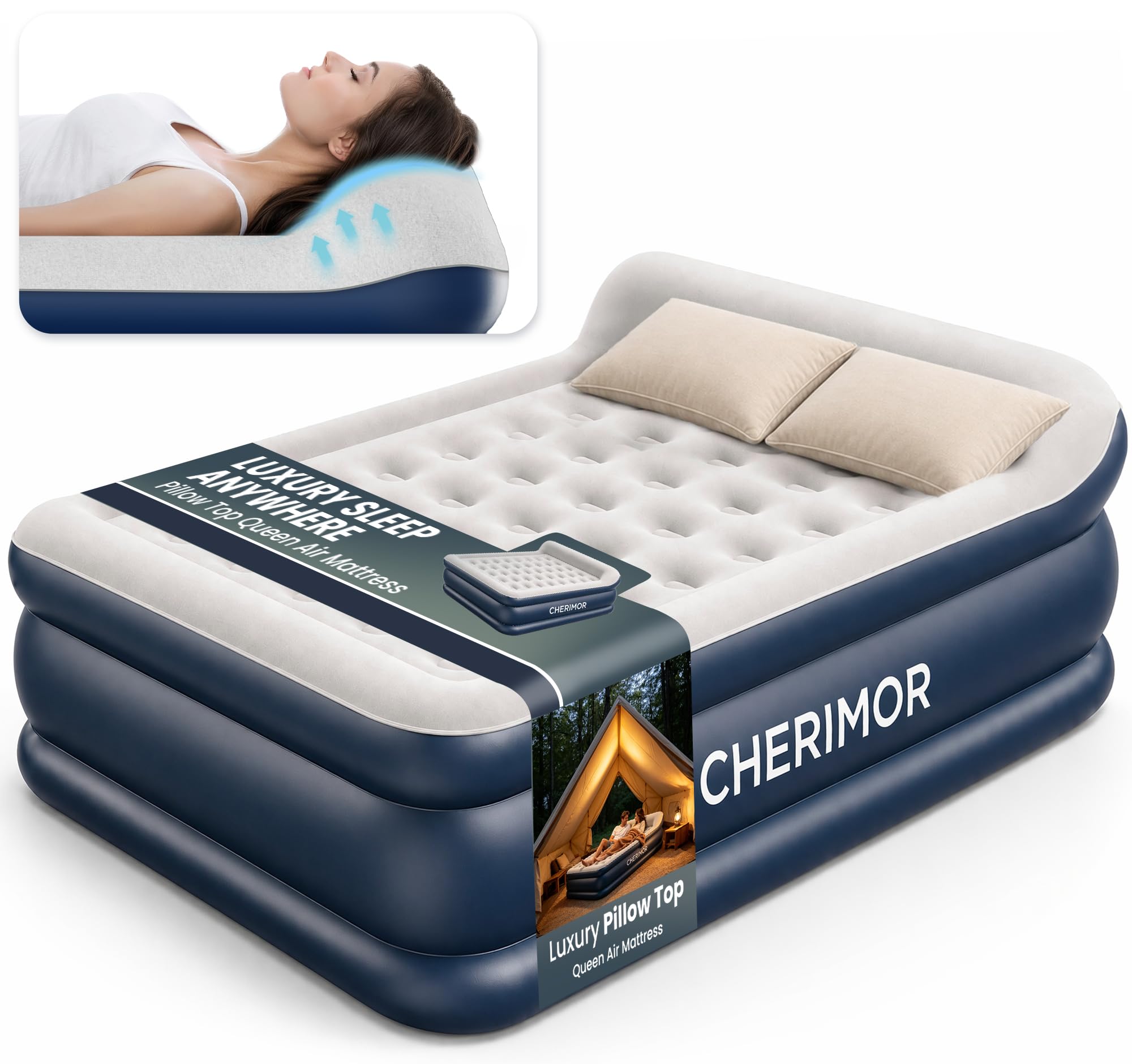 CHERIMOR Queen Pillow Top Air Mattress