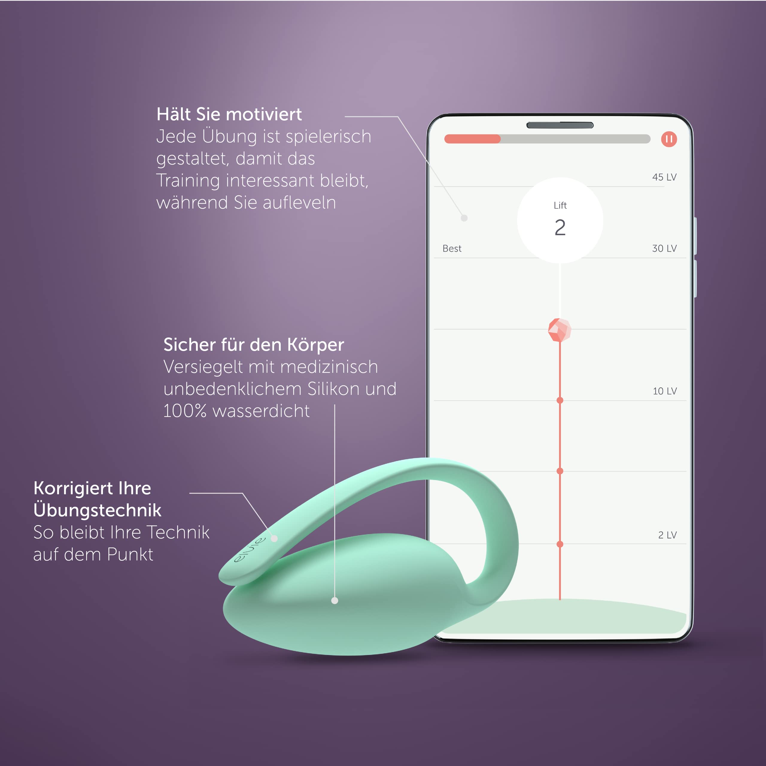 Elvie Trainer Beckenbodentrainer für Frauen, Beckenbodentrainer für Frauen, intelligenter Kegel-Übungsgerät – App-gesteuert mit Biofeedback